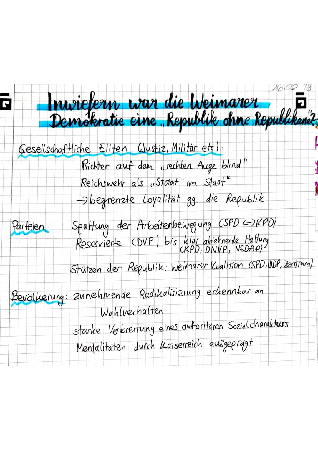 7 Inwiefern war die Weimarer
Demokratic eine Republik ohne Republikanez,
Gesellschaftliche Eliten (Justiz, Militär etc).
Parteien
16
Richter
