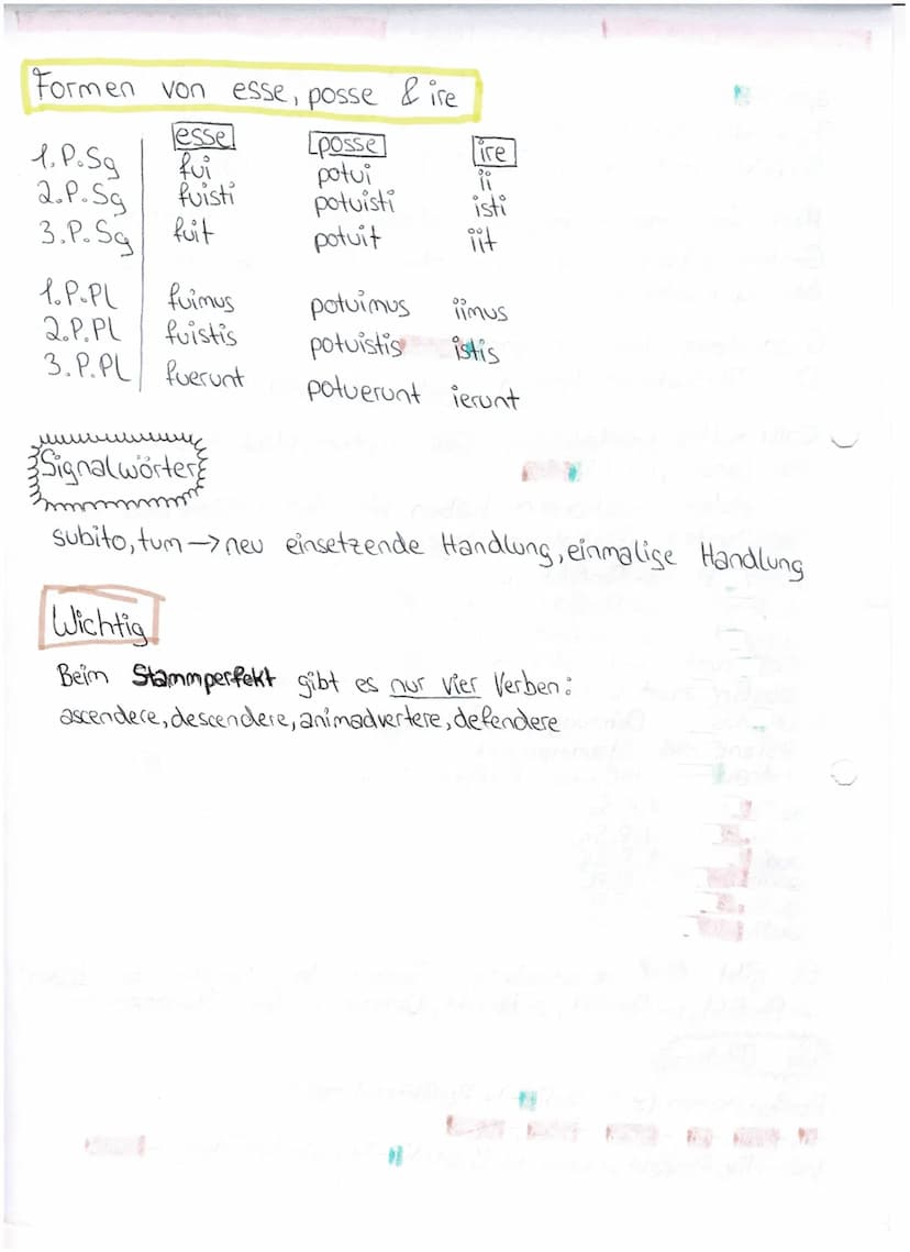 Latein Perfekt!
spectavit
3.P.Sg.
v- Perfekt
a-konjugation
Fast alle Verben der a-Konjugation* bilden wir
Perfekt mit -vo (v-Perfekt), * & i