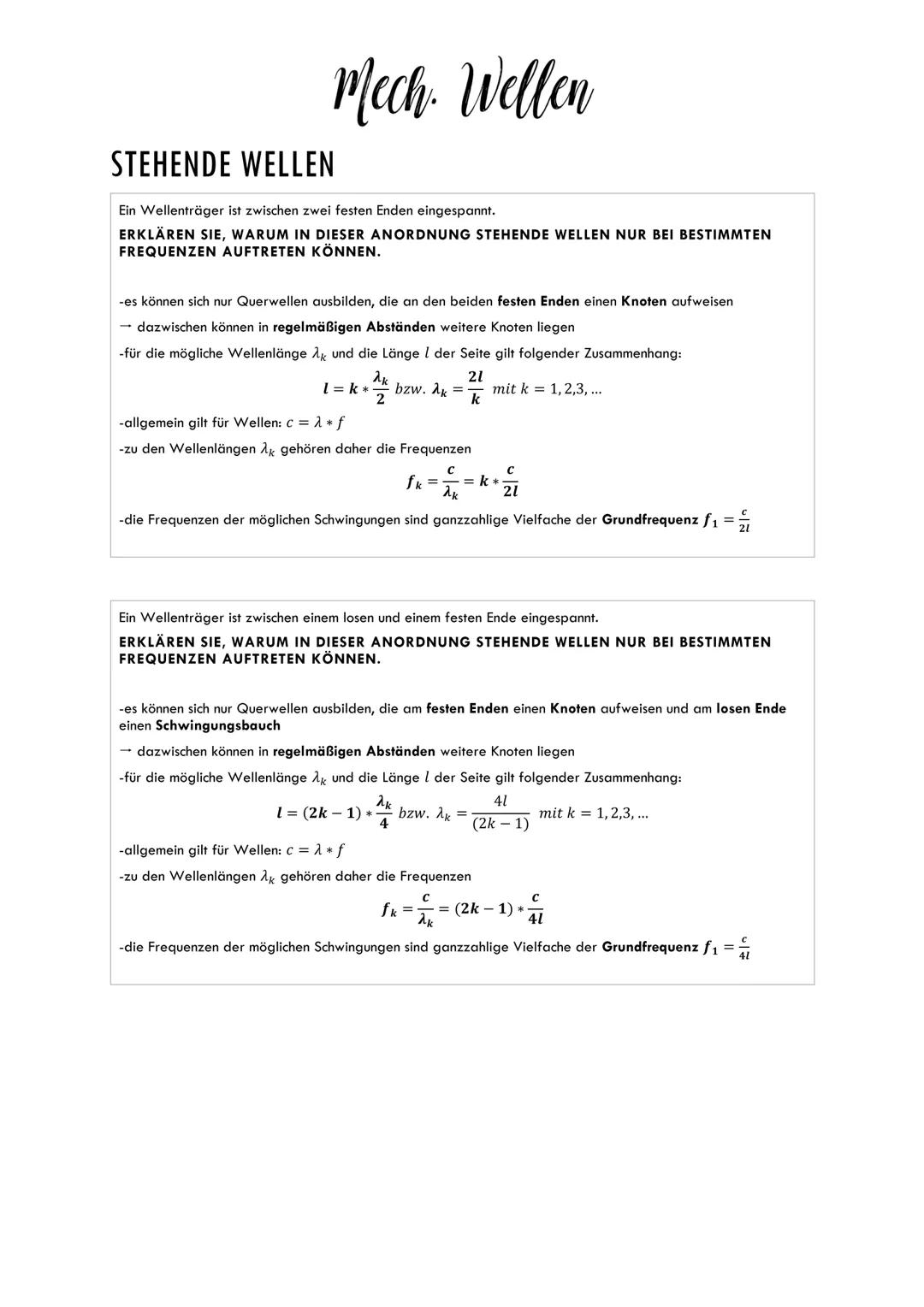 Schwingungen
HARMONISCHE SCHWINGUNG
WAS IST DIE VORAUSSETZUNG FÜR EINE HARMONISCHE SCHWINGUNG EINES
SCHWINGENDEN SYSTEMS?
-Voraussetzung für