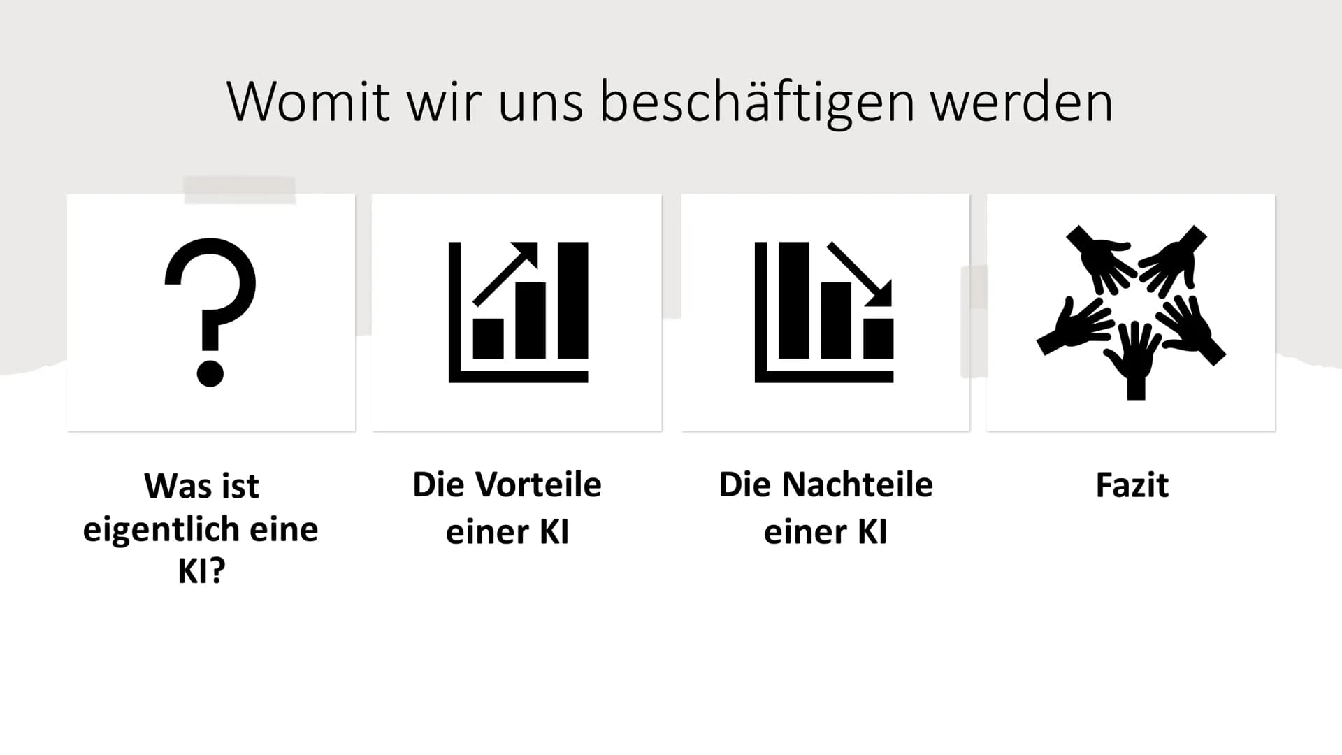 1
Die Vor- und
Nachteile
der Künstlichen
Intelligenz (KI)
Eine Präsentation im Rahmen des
Deutschunterrichtes der Klasse 9d
von Jule und Ste