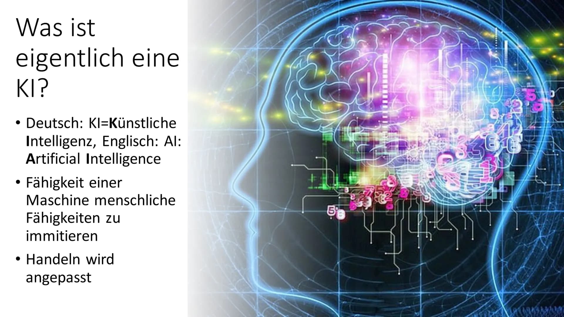 1
Die Vor- und
Nachteile
der Künstlichen
Intelligenz (KI)
Eine Präsentation im Rahmen des
Deutschunterrichtes der Klasse 9d
von Jule und Ste