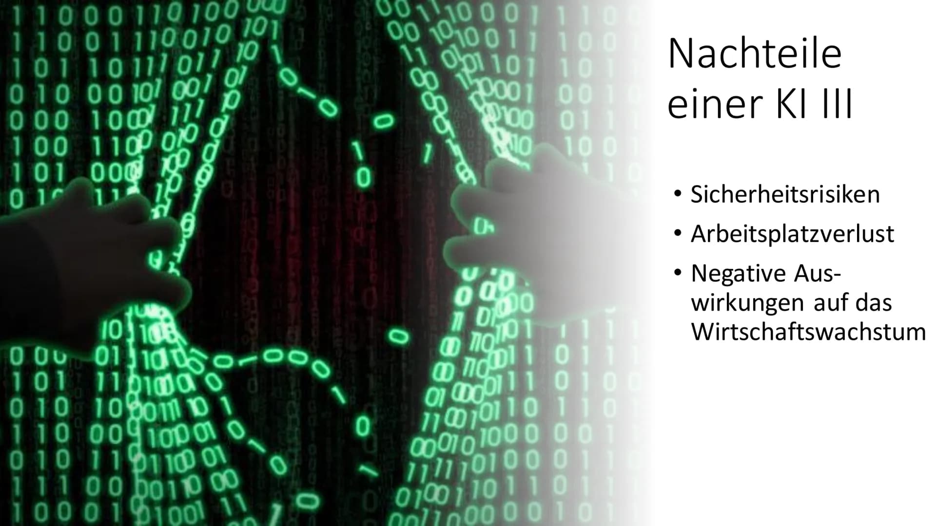 1
Die Vor- und
Nachteile
der Künstlichen
Intelligenz (KI)
Eine Präsentation im Rahmen des
Deutschunterrichtes der Klasse 9d
von Jule und Ste