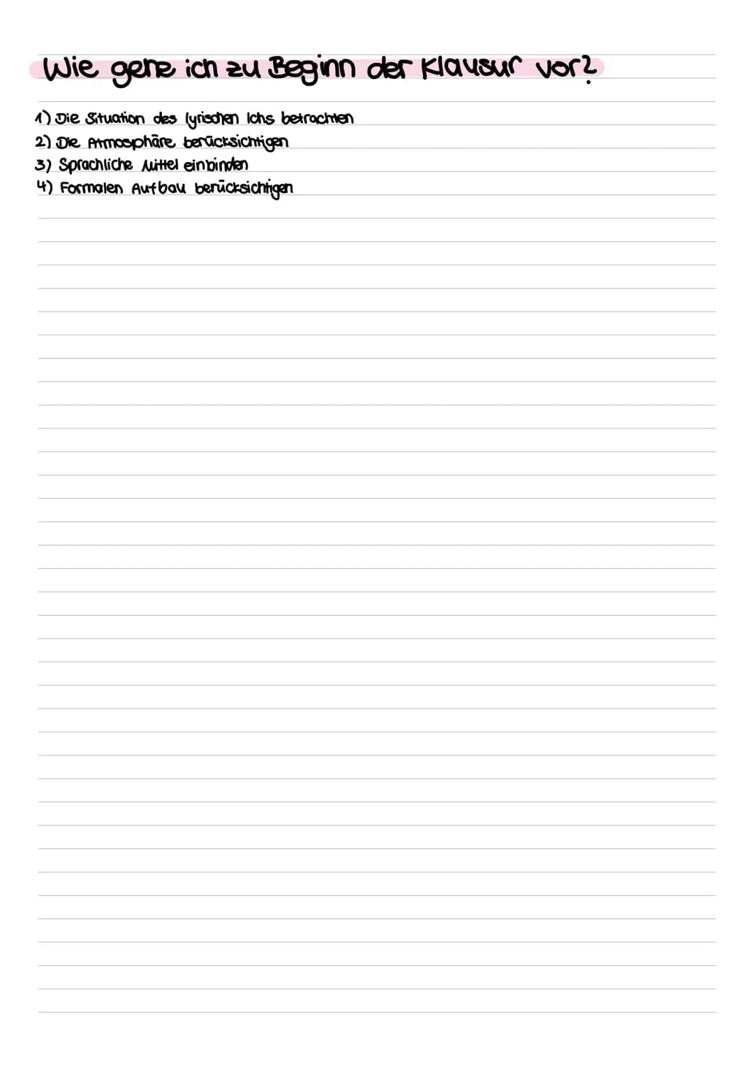 1
L
IG
Gliederung
Einleitung:
Titel des Gedichts
Autor
- Erscheinungsdatum (Erscheinungsjahr)
- Situation des Lyrischen ichs
- Deutungshypot