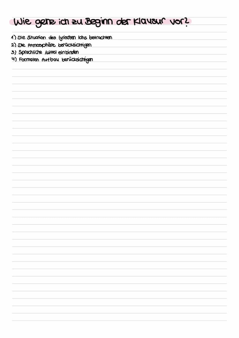 1
L
IG
Gliederung
Einleitung:
Titel des Gedichts
Autor
- Erscheinungsdatum (Erscheinungsjahr)
- Situation des Lyrischen ichs
- Deutungshypot
