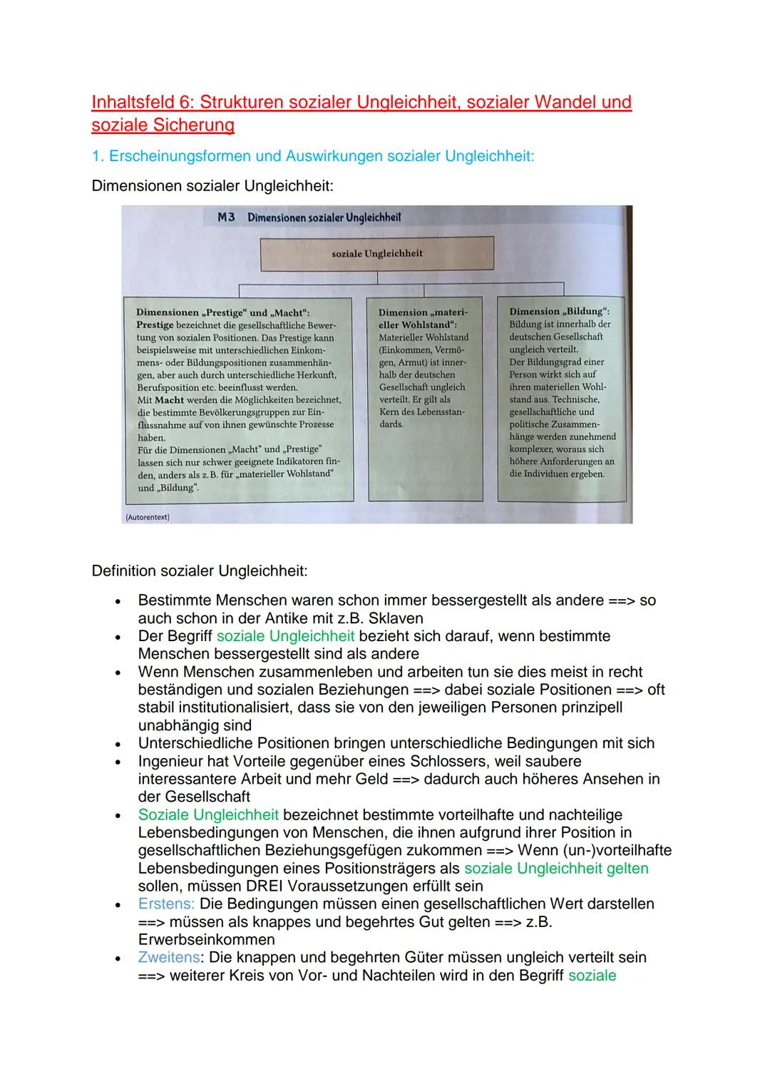 Inhaltsfeld 6: Strukturen sozialer Ungleichheit, sozialer Wandel und
soziale Sicherung
1. Erscheinungsformen und Auswirkungen sozialer Ungle