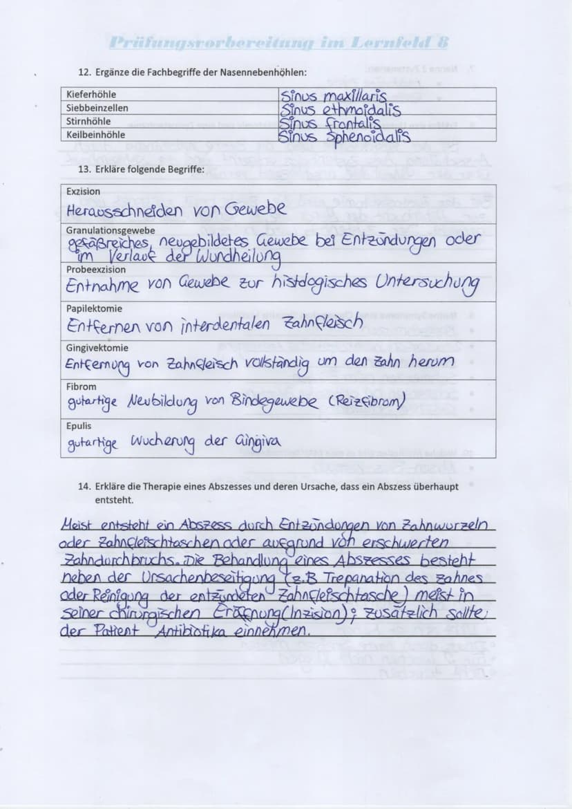 Prüfungsvorbereitung im Lernfeld 8
1. Nummeriere den Ablauf einer Wurzelspitzenresektion:
Wundverschluss
Bildung eines Muko-Periostlappens
L