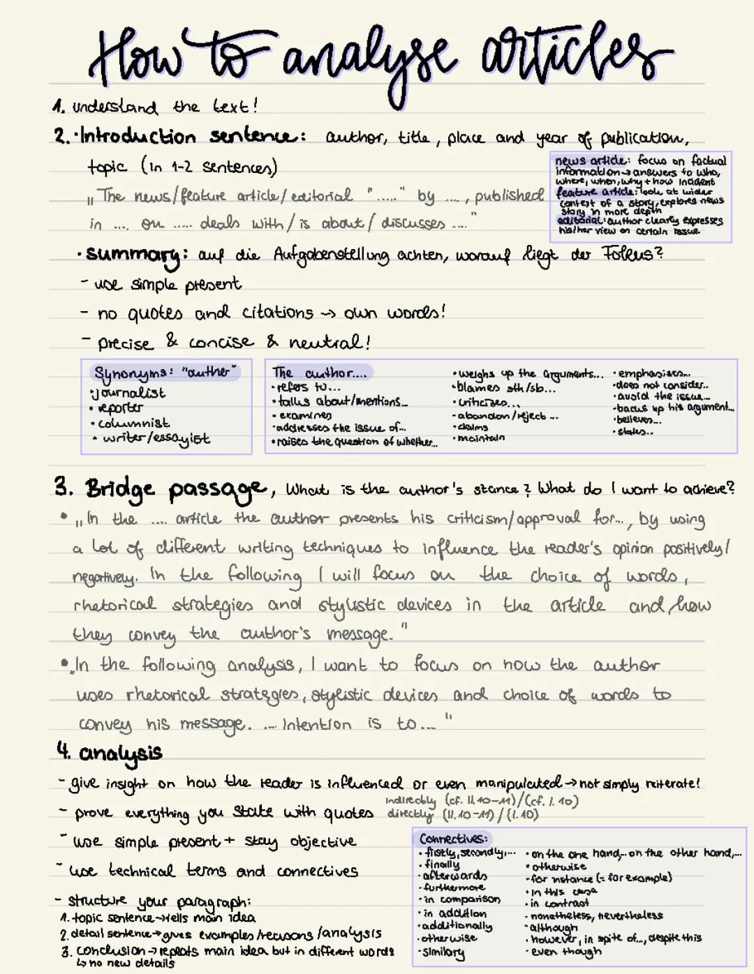 how to analyse articles