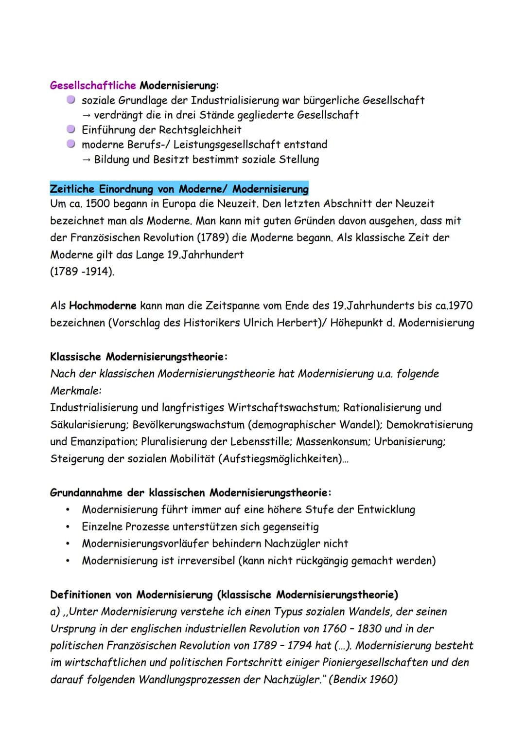 1. Wege in die Moderne
1.1 Begriff Modernisierung
Entwicklungsprozesse hin zur Moderne (Moderne ist Ergebnis von
Modernisierung)
lange 19. J
