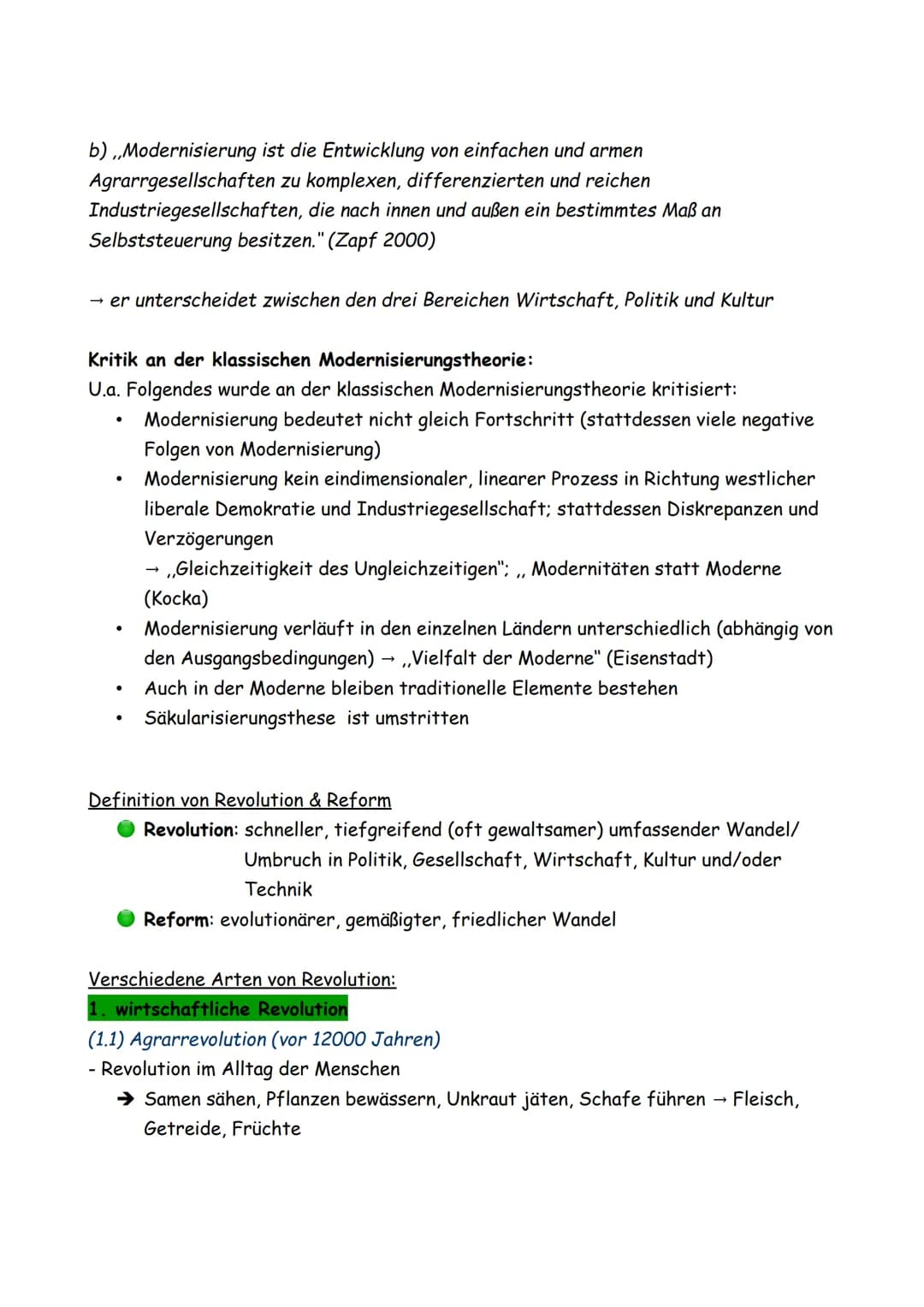 1. Wege in die Moderne
1.1 Begriff Modernisierung
Entwicklungsprozesse hin zur Moderne (Moderne ist Ergebnis von
Modernisierung)
lange 19. J