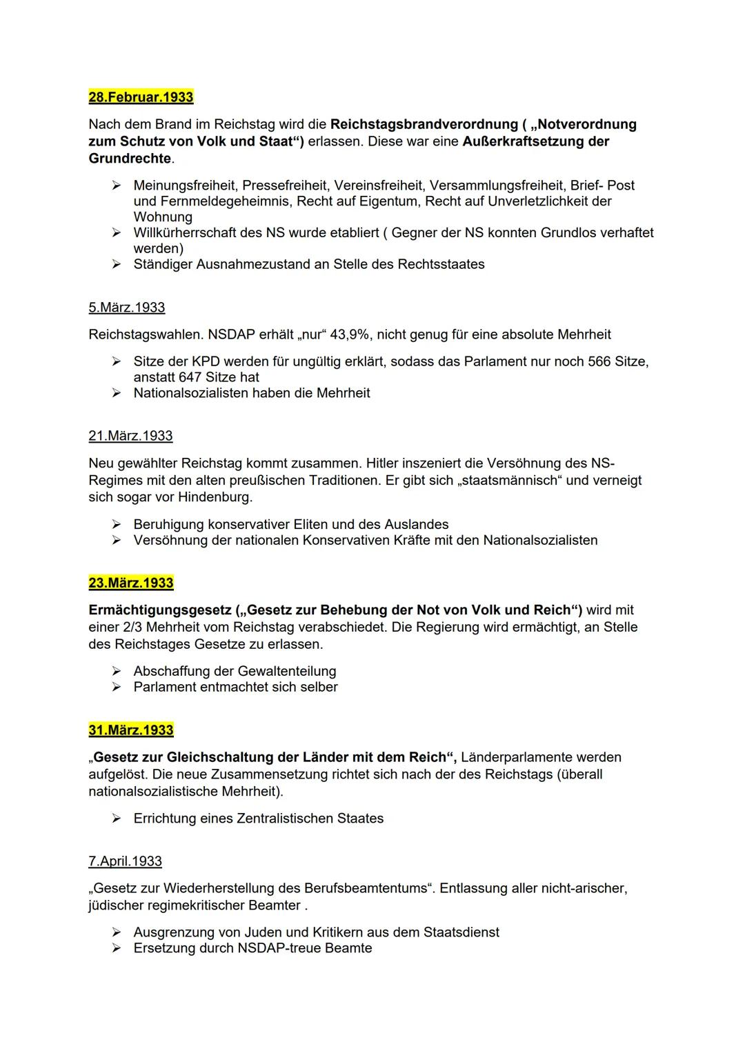 # Nationalsozialismus

## Errichtung der NS-Diktatur

30.Januar. 1933
Hitler wird zum Reichskanzler ernannt.

1.Februar. 1933
Der Reichspräs