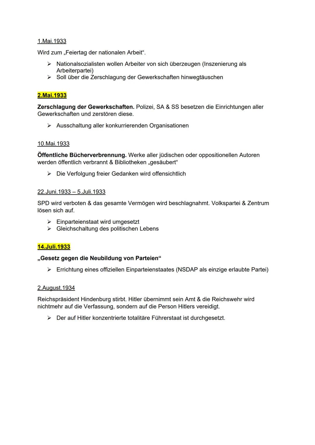 # Nationalsozialismus

## Errichtung der NS-Diktatur

30.Januar. 1933
Hitler wird zum Reichskanzler ernannt.

1.Februar. 1933
Der Reichspräs