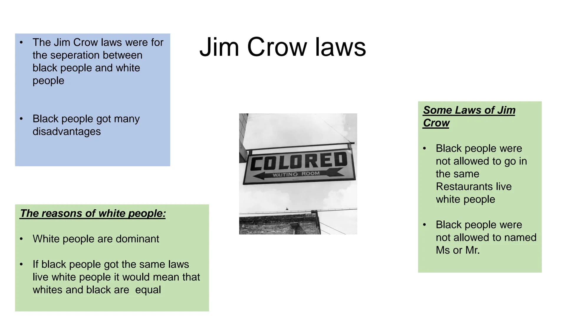 CAR FOR
WHITE FOLKS
299956
Jim Crow Laws
Carda
Presentation of Theo, Angelina and Sara
JIM CROW
CAR
AMIN SESENTATIELLES Agenda
The Historica