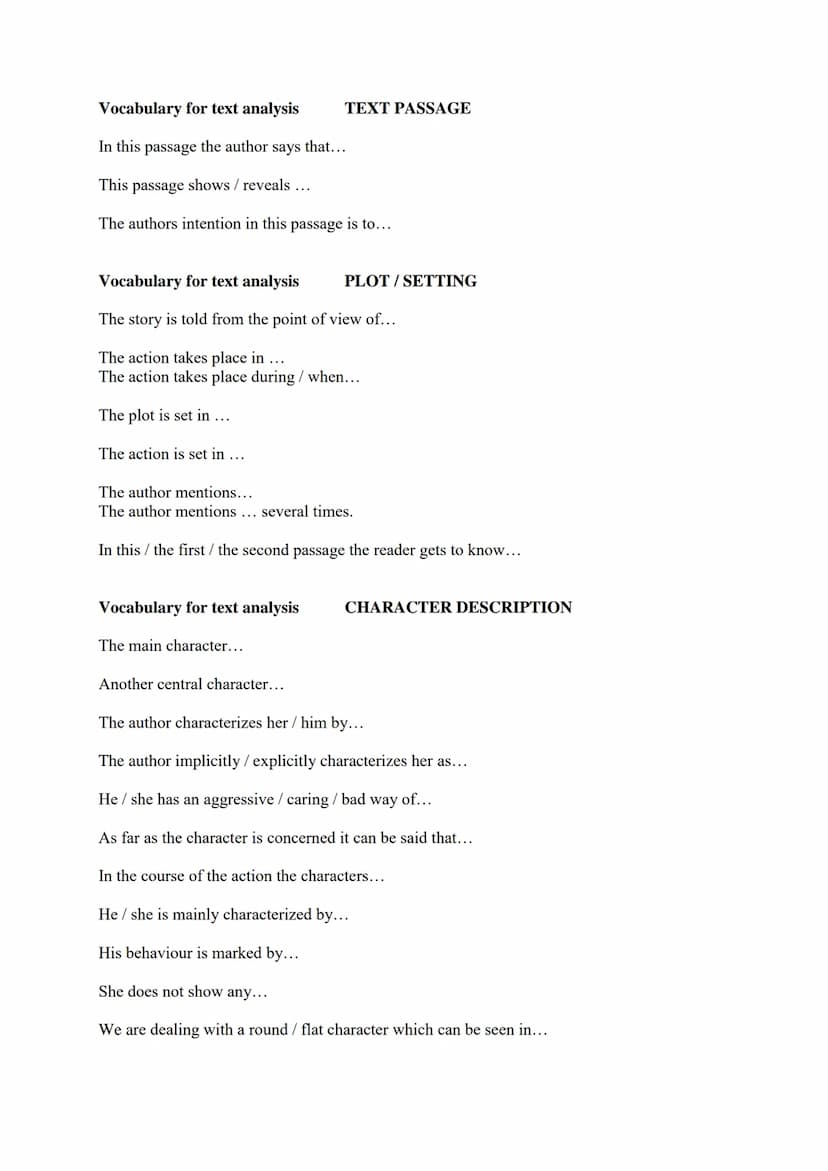 Vocabulary for text analysis
The situation is characterized by...
The situation seems quite...
The situation seems to be...
The description 