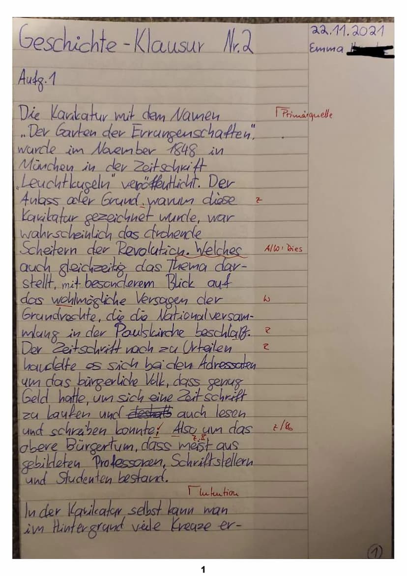 Q1.1 LK Geschichte |MI
Aufgabenstellung
Klausur Nr. 2
Interpretieren Sie die vorliegende Bildquelle, indem Sie
1. sie analysieren;
Hannah Ar