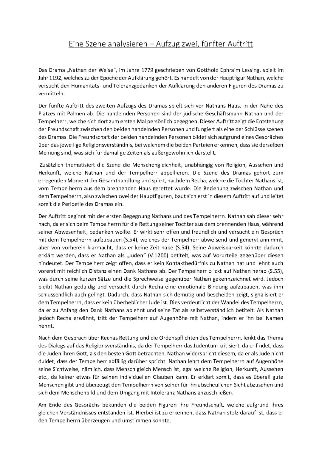 Nathan der Weise - Szenenanalyse