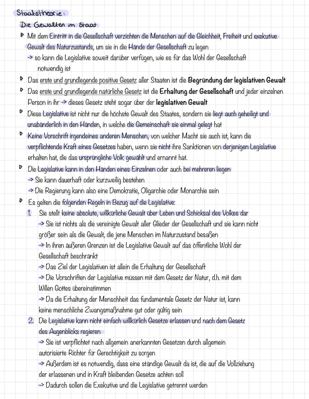 Naturzustand:
→ Mensch ist im Naturzustand frei, gleich und unabhängig
▸ alle Menschen sind gleich gestellt, sowohl auch mit den selben Fähi