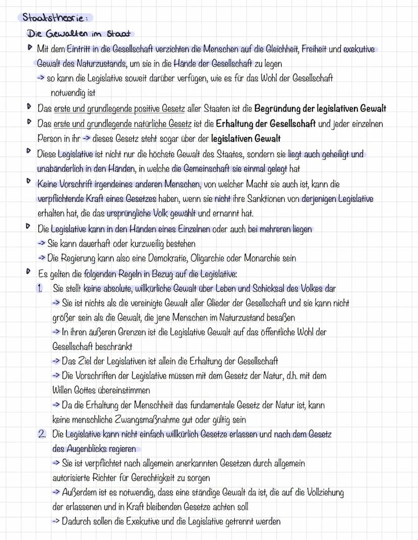Naturzustand:
→ Mensch ist im Naturzustand frei, gleich und unabhängig
▸ alle Menschen sind gleich gestellt, sowohl auch mit den selben Fähi