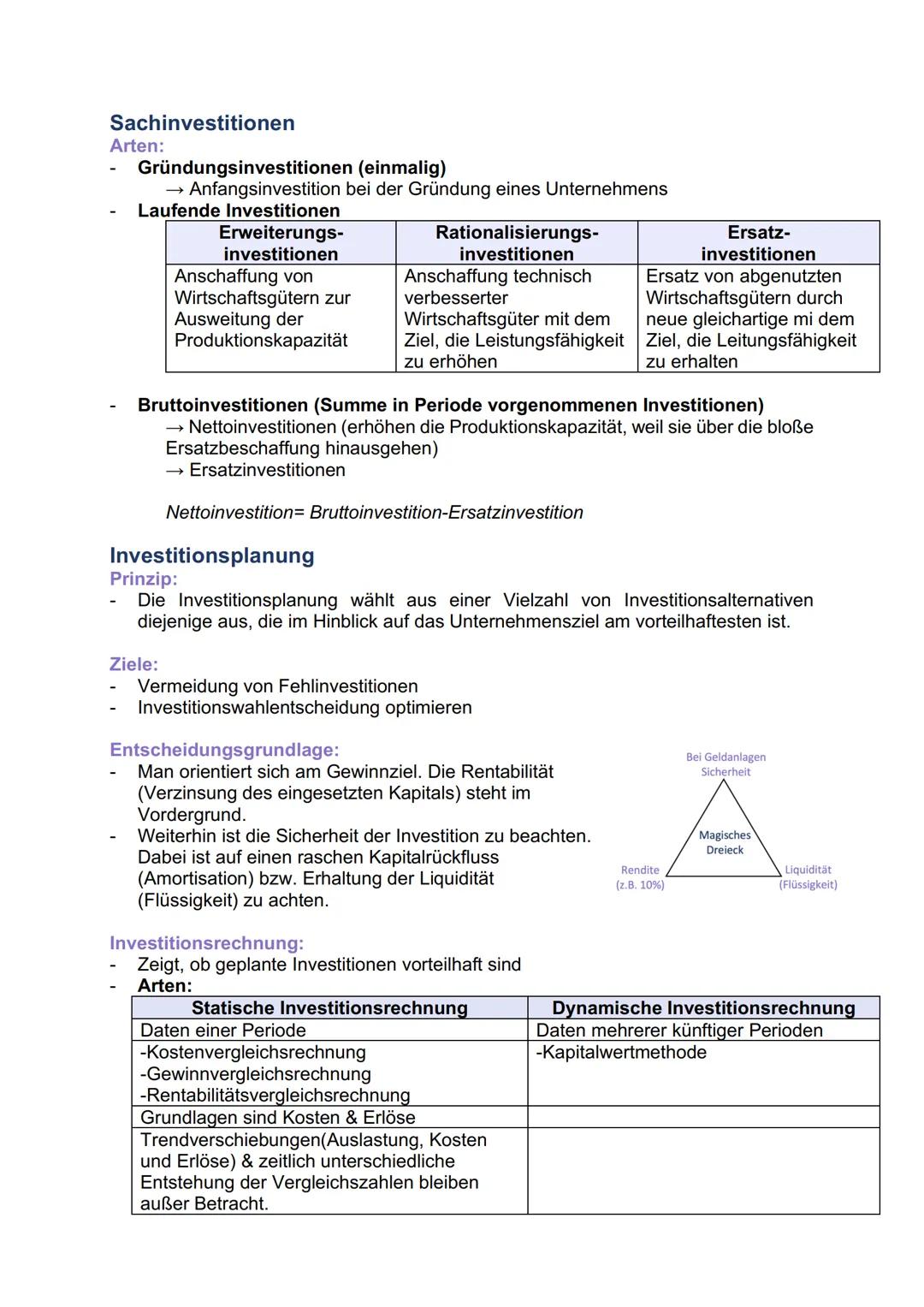# BWL - Investition

Investitionsbegriff

Definition:

Investition ist die Verwendung finanzieller Mittel zur Beschaffung von
Vermögensgegen