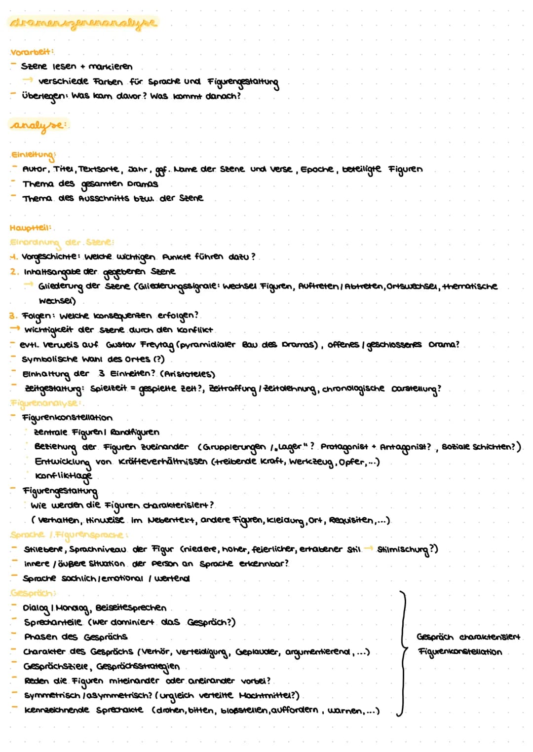 dramen
enszerenanalyse
Vorarbeit:
-Szene lesen + markieren
verschiede Farben für Sprache und Figurengestaltung
überlegen: Was kam davor? Was