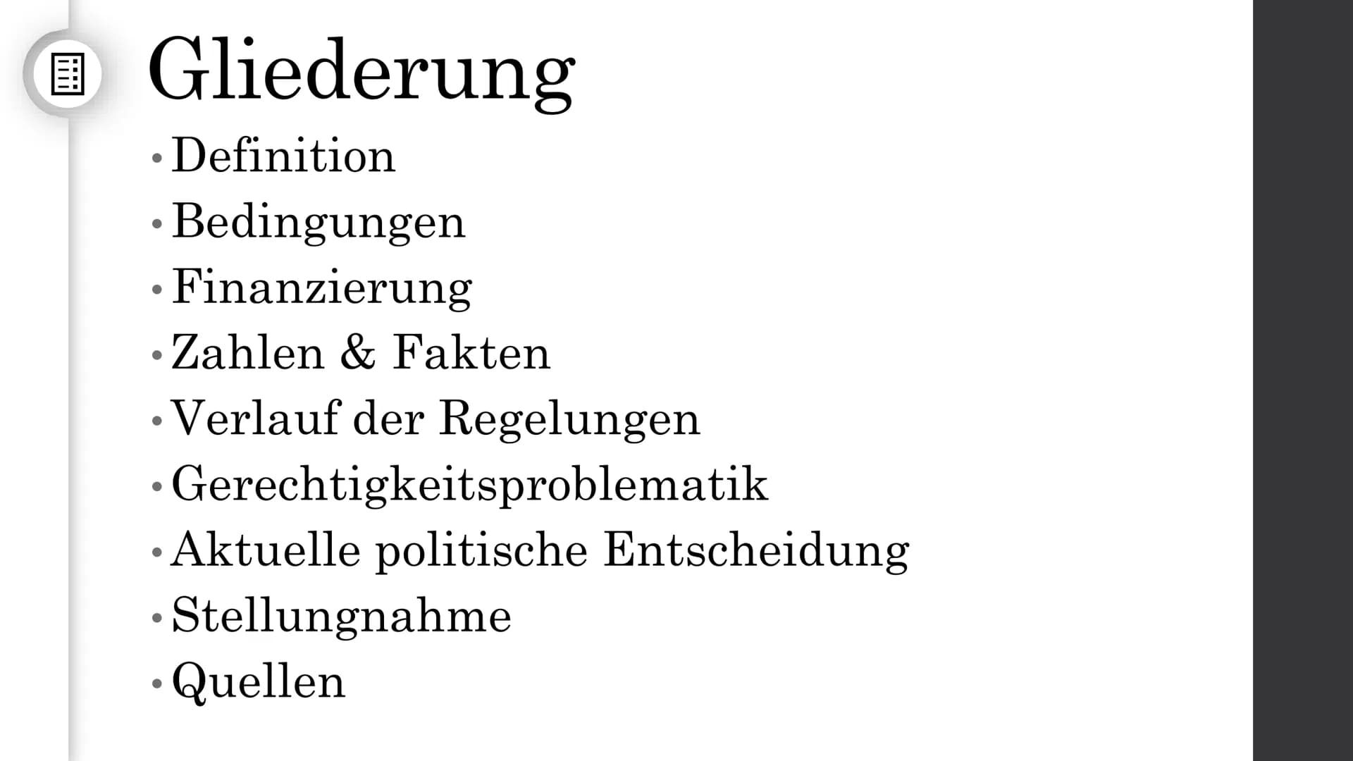 Arbeitslosengeld II -
(Hartz IV)
Nina Heuermann Gliederung
• Definition
• Bedingungen
●
· Finanzierung
• Zahlen & Fakten
●
• Verlauf der Reg