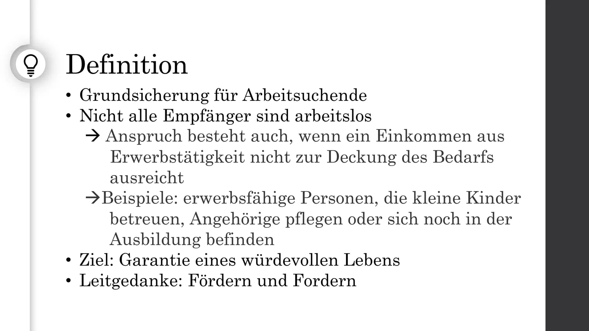 Arbeitslosengeld II -
(Hartz IV)
Nina Heuermann Gliederung
• Definition
• Bedingungen
●
· Finanzierung
• Zahlen & Fakten
●
• Verlauf der Reg