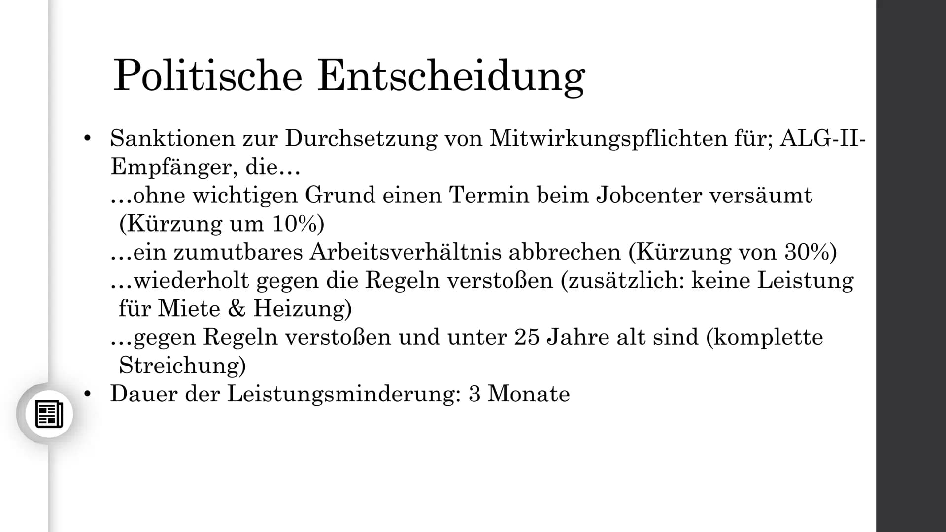 Arbeitslosengeld II -
(Hartz IV)
Nina Heuermann Gliederung
• Definition
• Bedingungen
●
· Finanzierung
• Zahlen & Fakten
●
• Verlauf der Reg