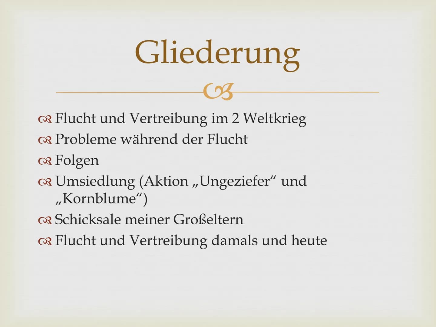 Flucht und Vertreibung
im und nach dem 2
Weltkrieg
2. Gliederung
CB
Flucht und Vertreibung im 2 Weltkrieg
Probleme während der Flucht
Folgen