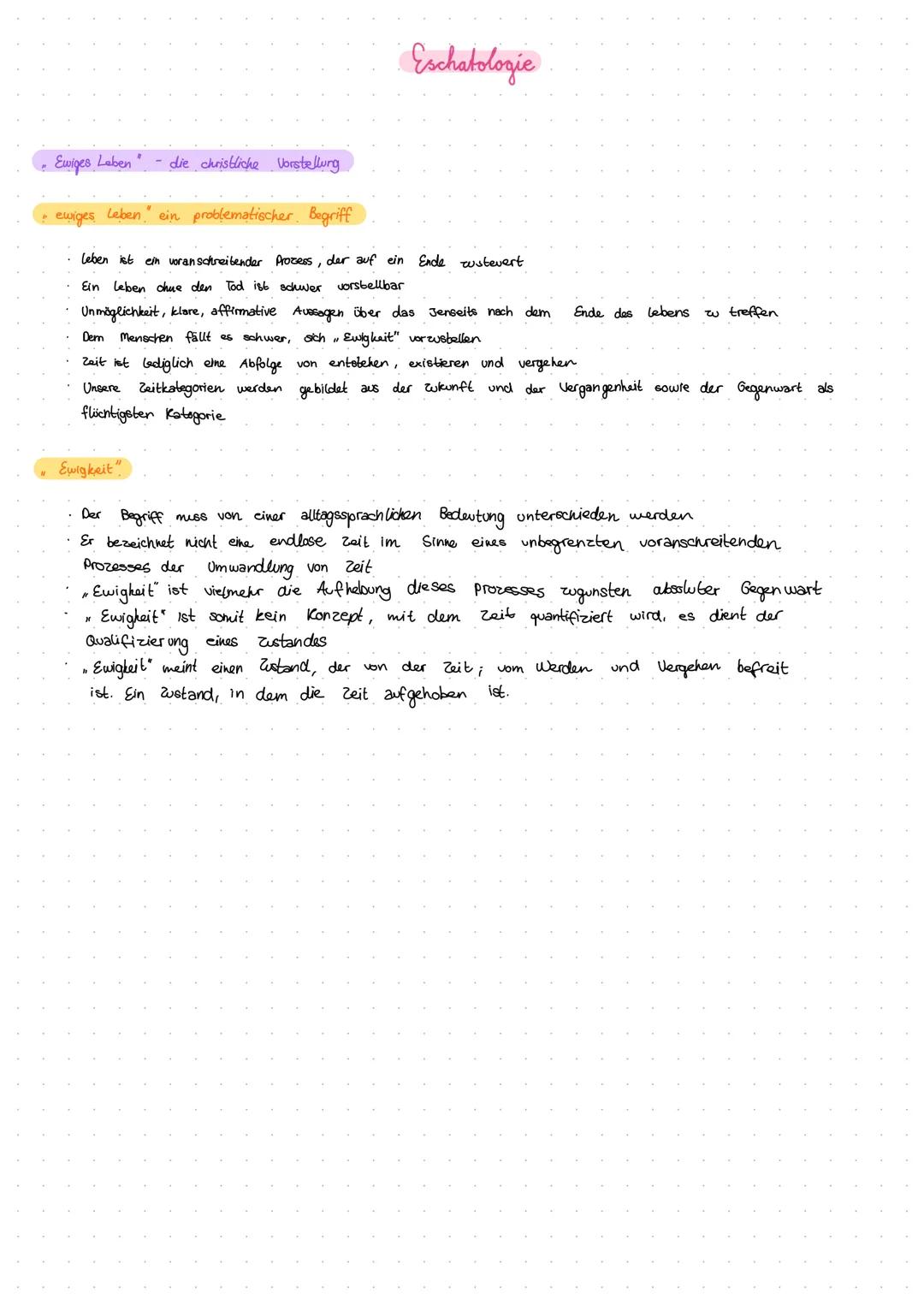 # Eschatologie

- Definition Eschatologie

- „Ewiges Leben“ - die christliche Vorstellung

  - „Ewiges Leben“ - ein problematischer Begriff
