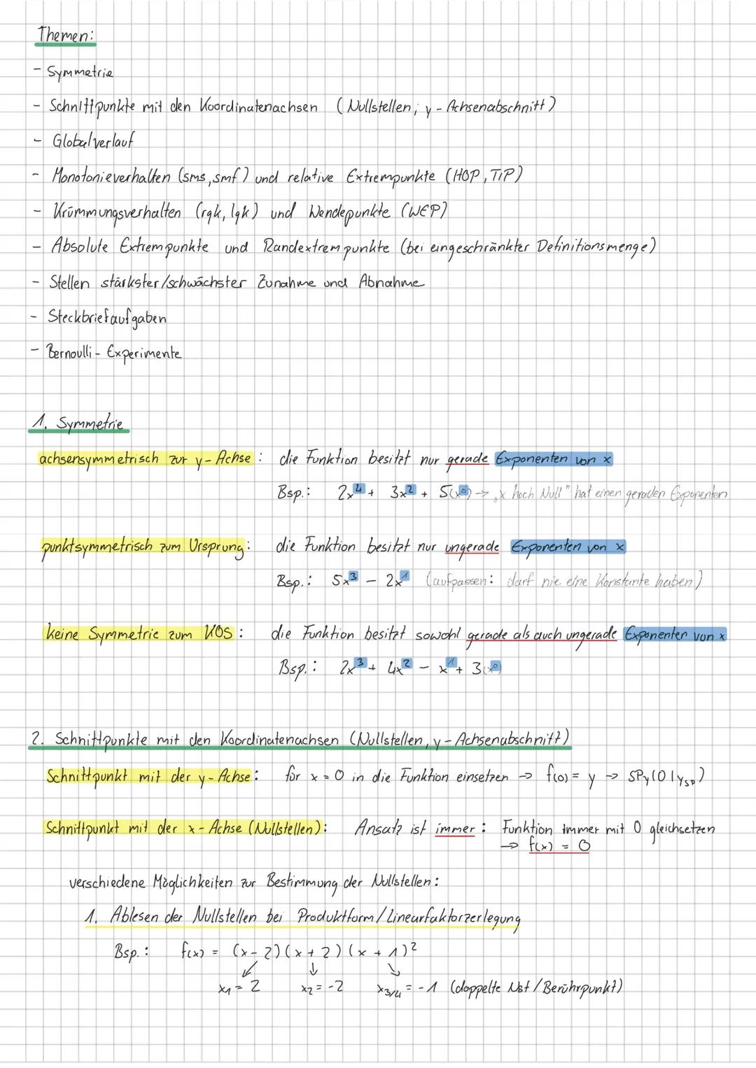 Kurvendiskussion, Steckbriefaufgaben, Bernoulli 