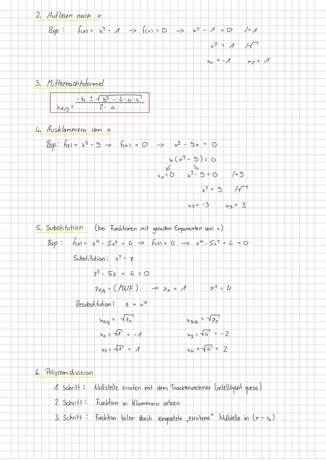 Themen:
- Symmetrie
- Schnittpunkte mit den Koordinatenachsen (Nullstellen, y-Achsenabschnitt)
- Global verlauf
- Monotonieverhalten (sms, s