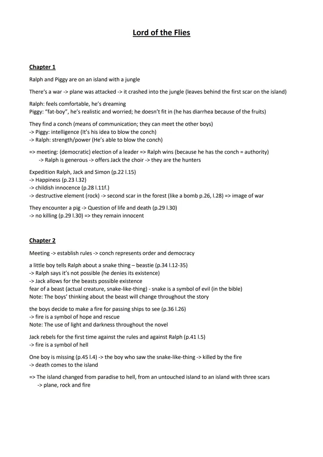 Lord of the Flies
Chapter 1
Ralph and Piggy are on an island with a jungle
There's a war -> plane was attacked -> it crashed into the jungle