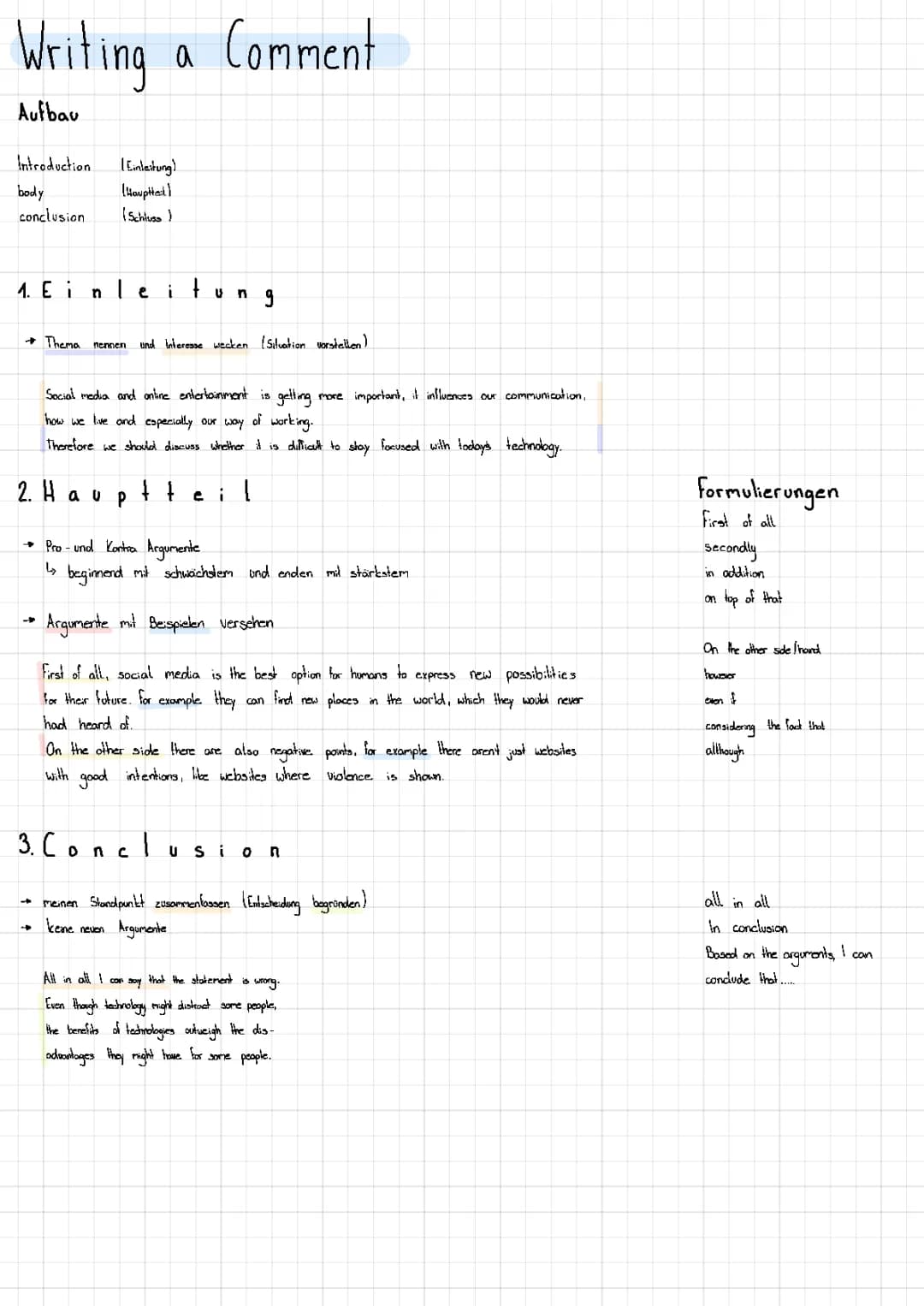 Comment Englisch
