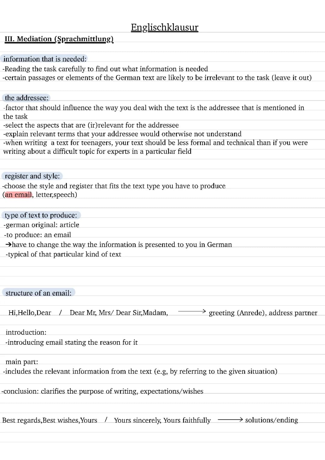 Mediation schreiben 