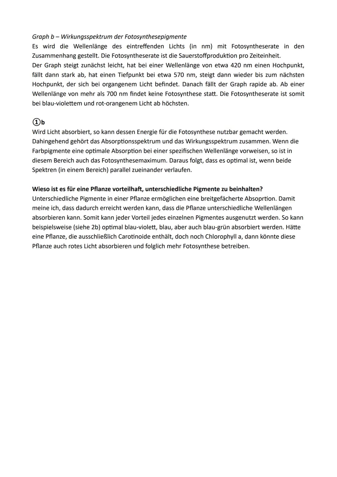Fotosynthesepigmente
Absorptionsspektrum
Licht wird durch Fotosynthesepigmente in der Thylakoidenmembran der Chloroplasten
aufgenommen. Die 