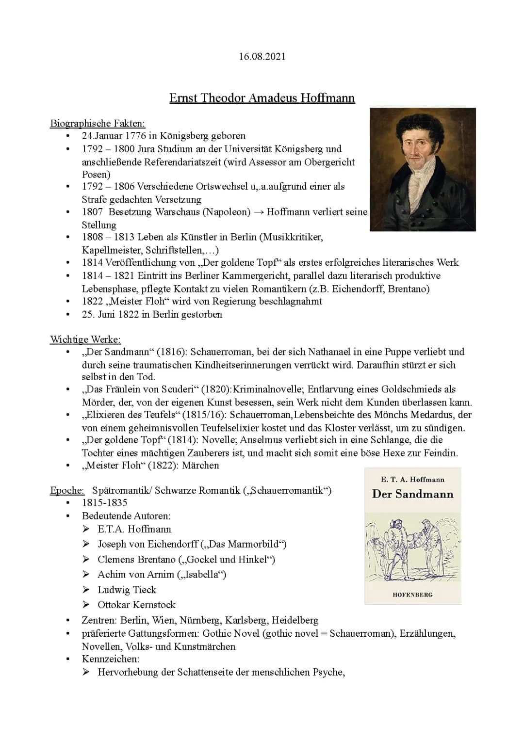 E. T. A. Hoffmann Steckbrief