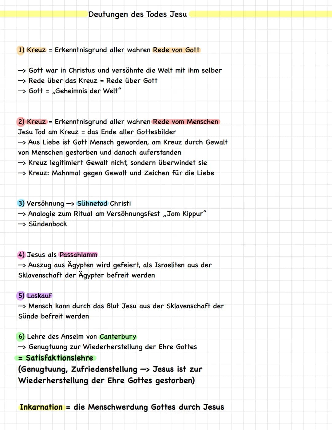Bergpredigt
Religion: Lernzettel
1. Makarismen (Seligpreisungen)
2. Relevanz der Menschen wird hervorgehoben
3. Jesu Stellung zum AT
4. Anti