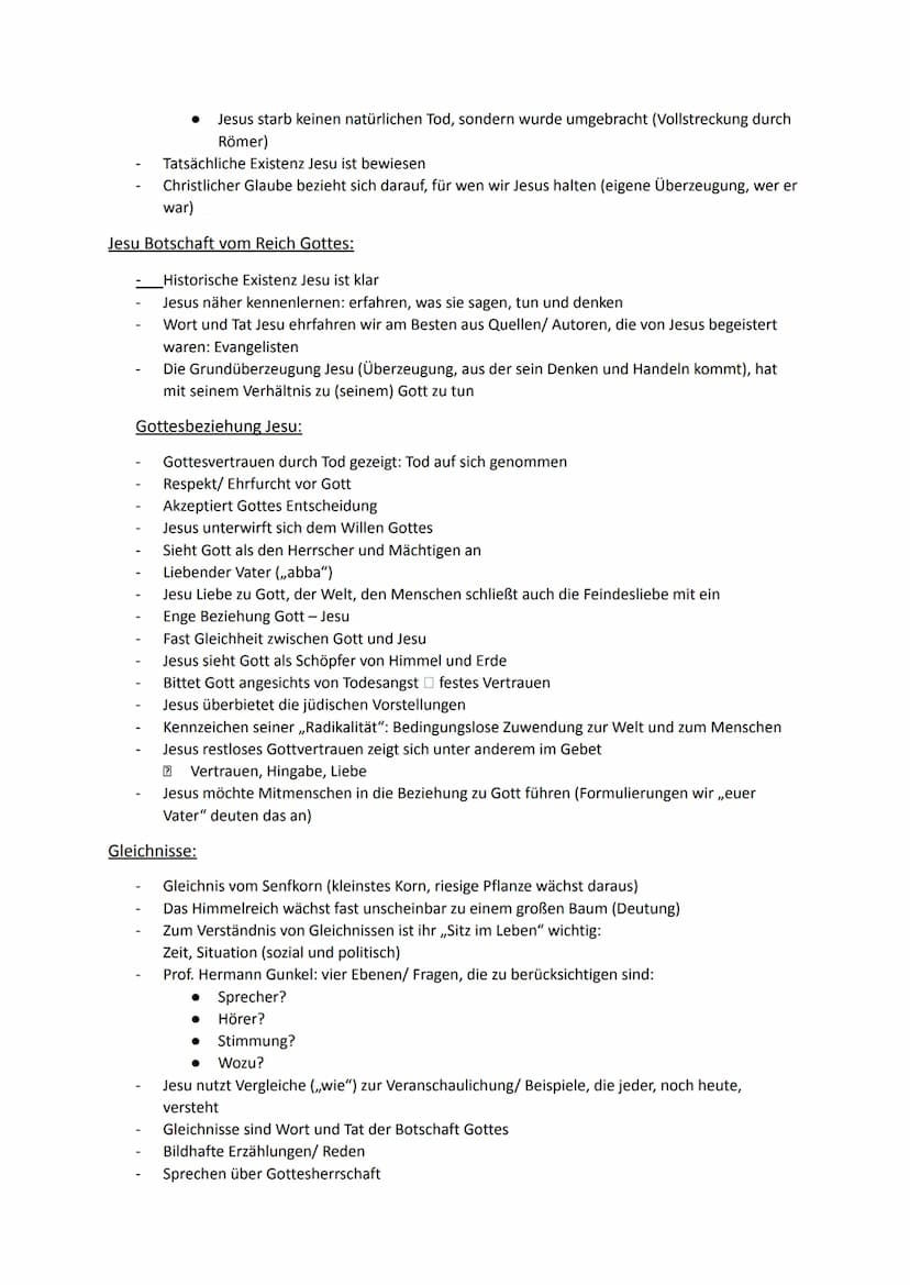 Religion Abiturstoff
Q1: Jesus Christus- das menschgewordene Wort Gottes: Die Reich-Gottes-Botschaft, Die
Auferstehung Jesu (Hoffnung über d