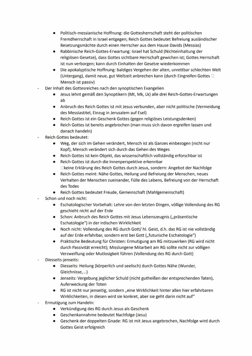 Religion Abiturstoff
Q1: Jesus Christus- das menschgewordene Wort Gottes: Die Reich-Gottes-Botschaft, Die
Auferstehung Jesu (Hoffnung über d