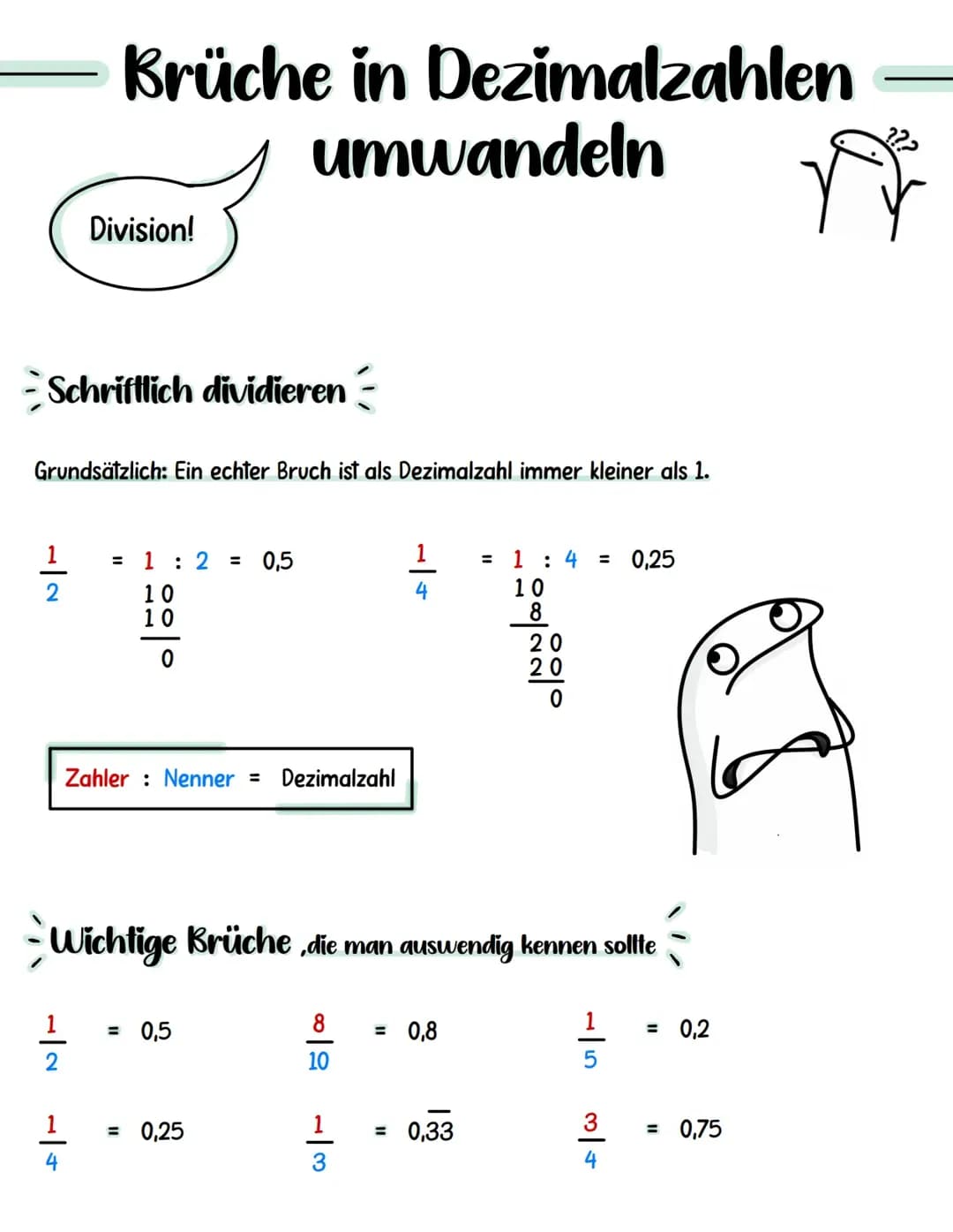 Brüche in Dezimalzahlen umwandeln