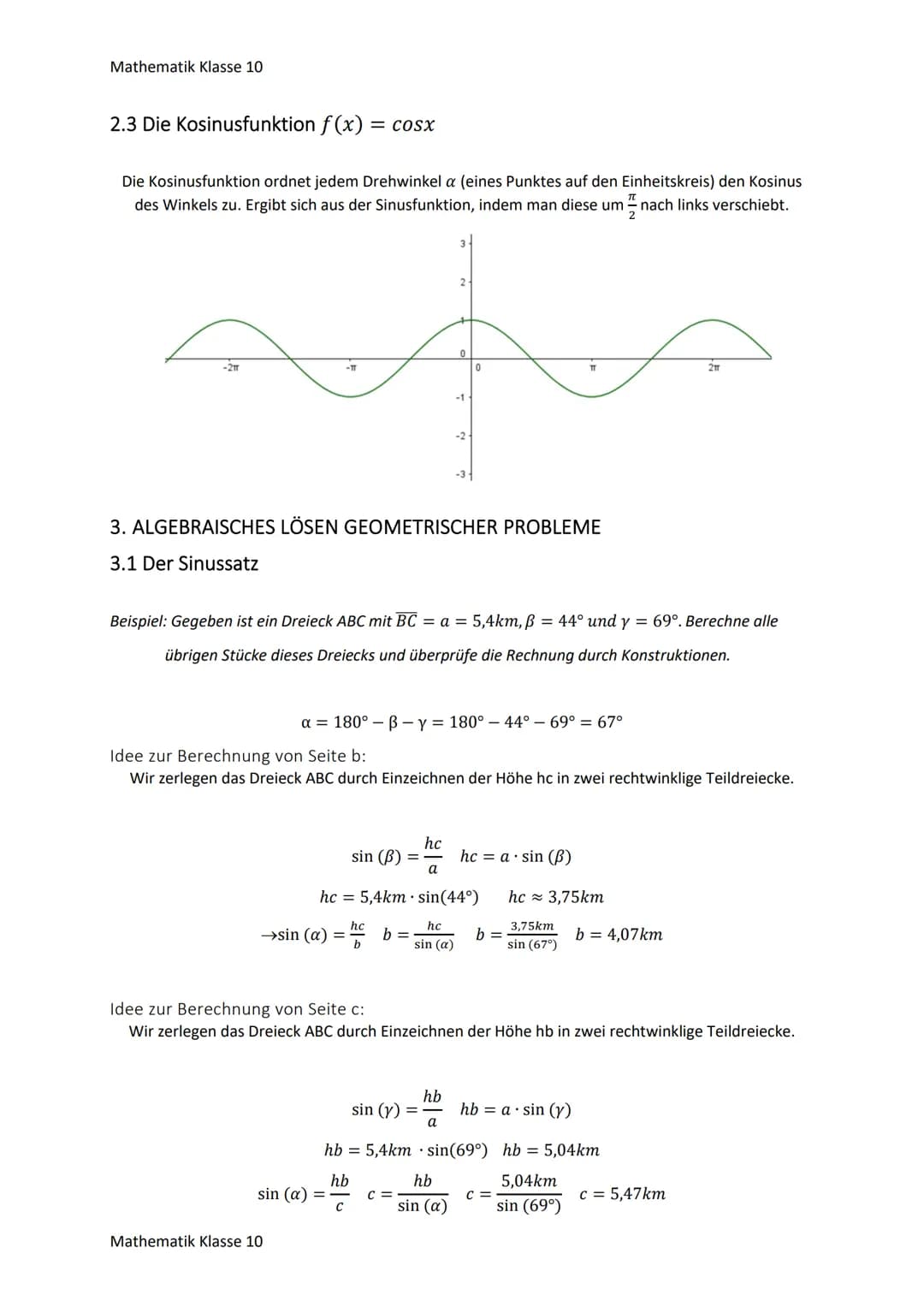 Mathematik Klasse 10
ÜBERBLICK FUNKTIONEN
Eine Funktion ist eine eindeutige Zuordnung, der jedem Element x aus dem Definitionsbereich genau
