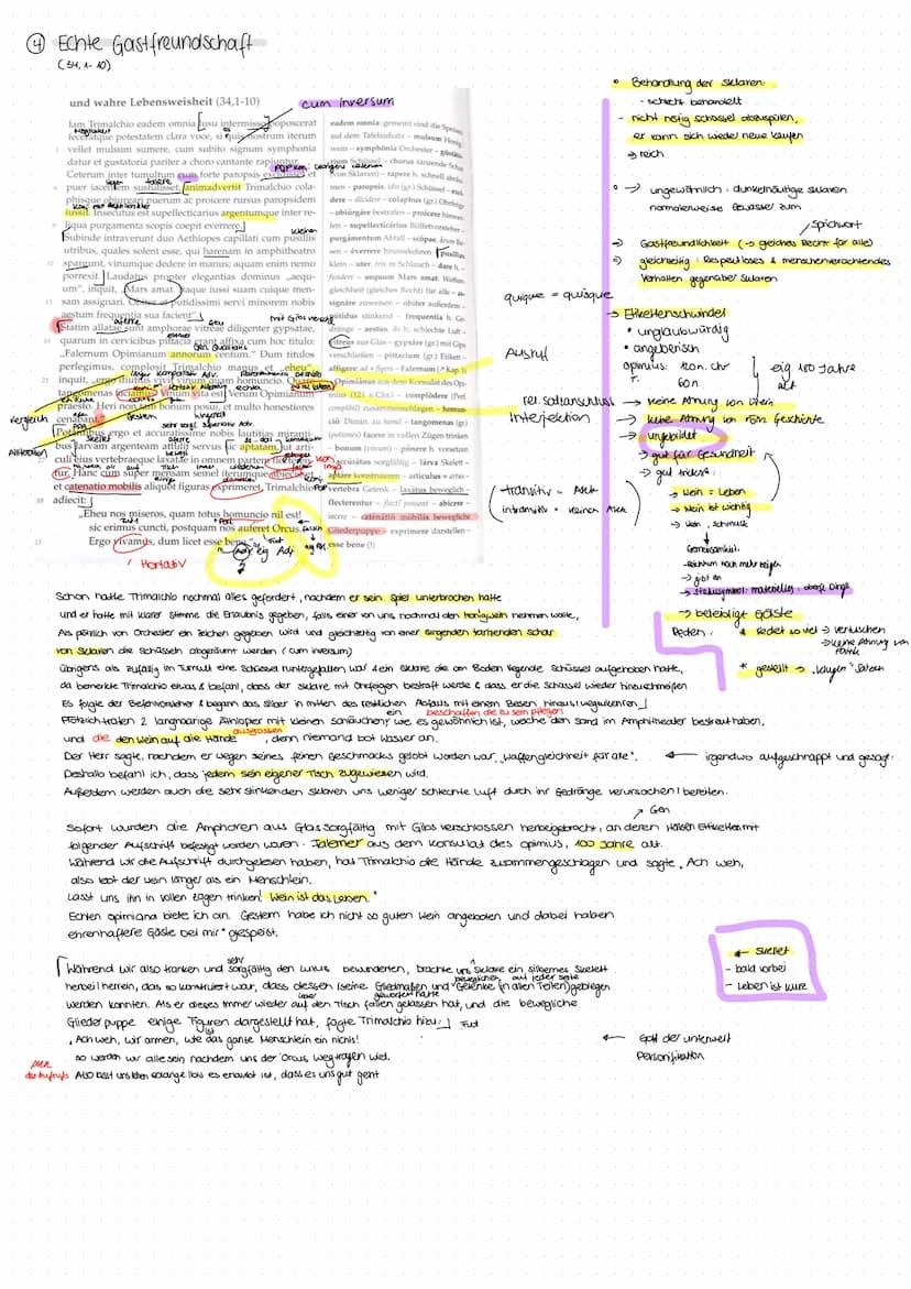  Das Gastmahl des Trimalchio
Ouverture im Bad (271-6 28,5-5).
Von einem Sklaven Agamemnons werden Encolpius, Ascyltus und Giton auf ein Gast
