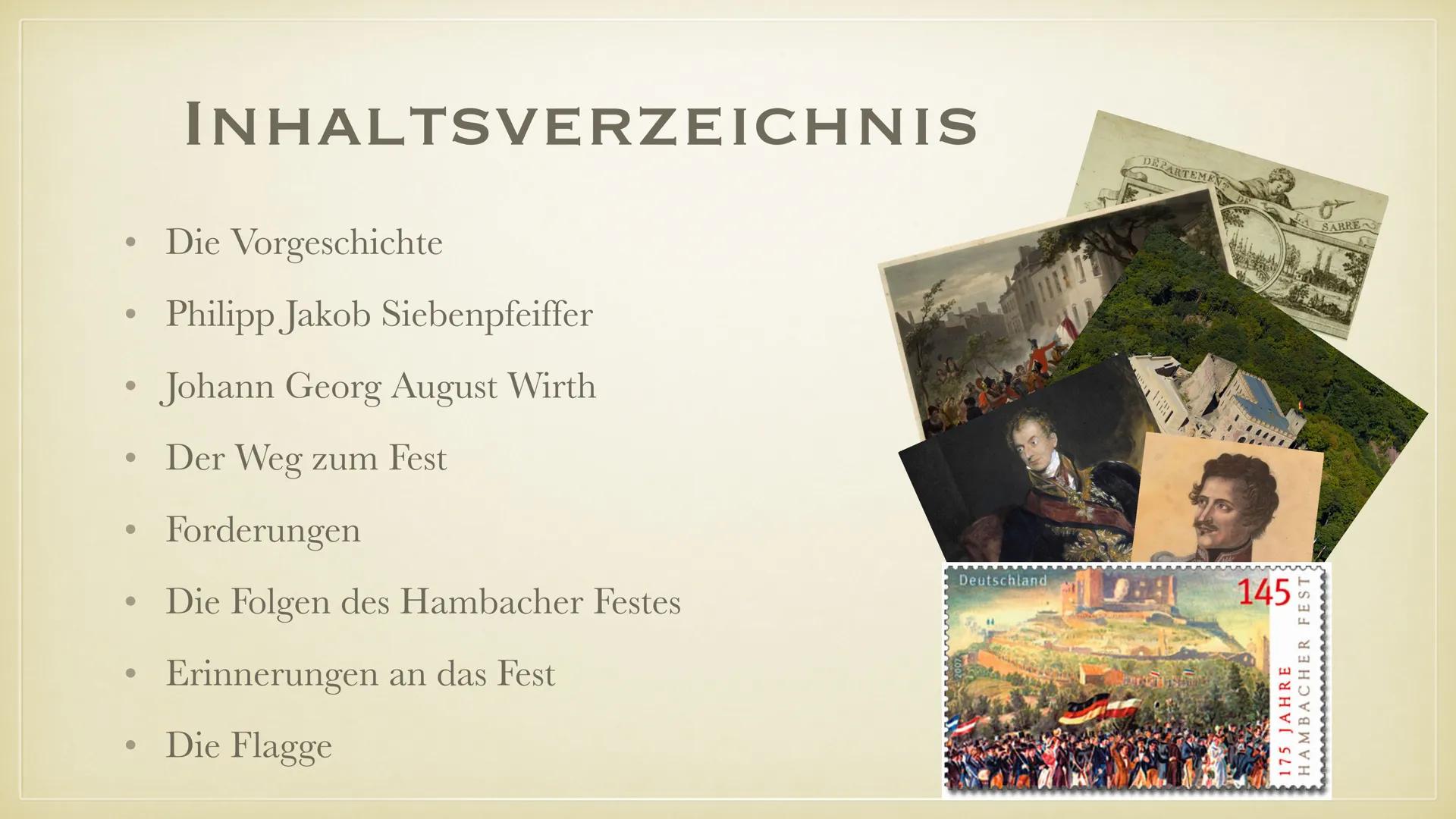 150 Jahre Hambacher Fest
EUROPA
1982
A
DAS HAMBACHER FEST
50%
DEUTSCHE BUNDESPOST ●
●
●
●
●
●
●
INHALTSVERZEICHNIS
Die Vorgeschichte
Philipp