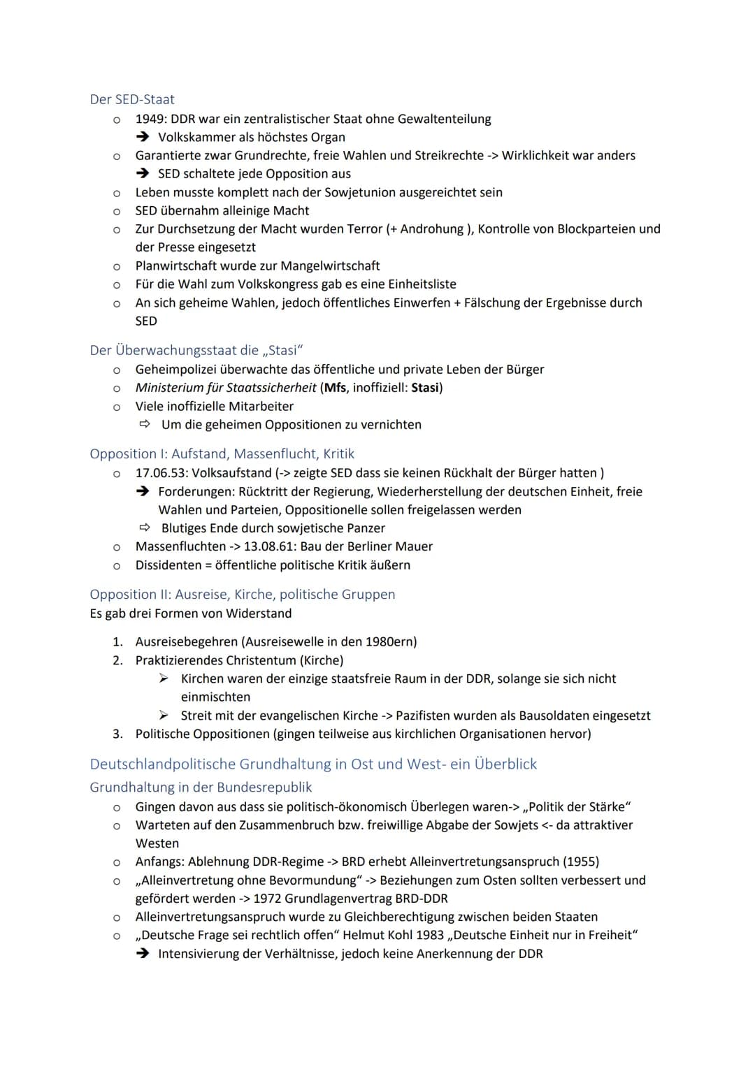 Geschichte Klausur 12/1 Zusammenfassung
Demokratie im ,,Arbeiter- und Bauernstaat": Anspruch und Wirklichkeit
Besatzungspolitik der Sowjetun
