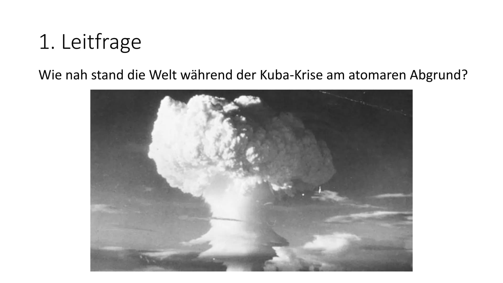 Die Kuba-Krise
Die Kuba-Krise ist eine Auseinandersetzung, zwischen den Supermächten USA und UdSSR im
Rahmen des Kalten Krieges. Sie spielte