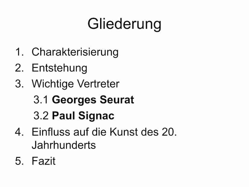 GFS
Charakterisierung
●
●
●
.
Gegensatz zu Impressionismus
●
.
Georges Seurat
.
.
●
●
.
Stilrichtung in der Malerei
Blütezeit zwischen 1889 