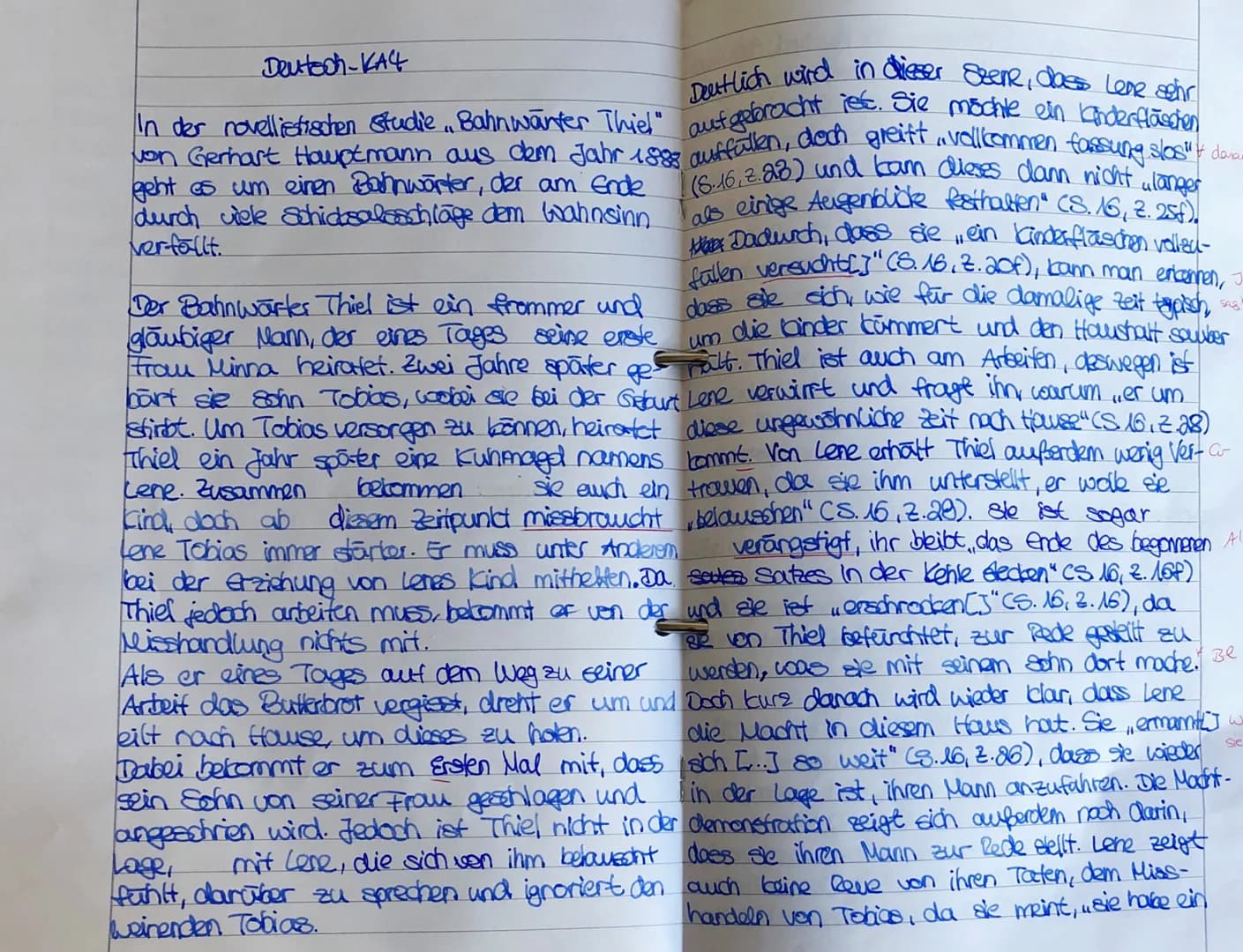 Textstelle:
,,In diesem Augenblick öffnete Thiel die Tür des Wohnzimmers, weshalb der erschrockenen Frau das
Ende des begonnenen Satzes in d