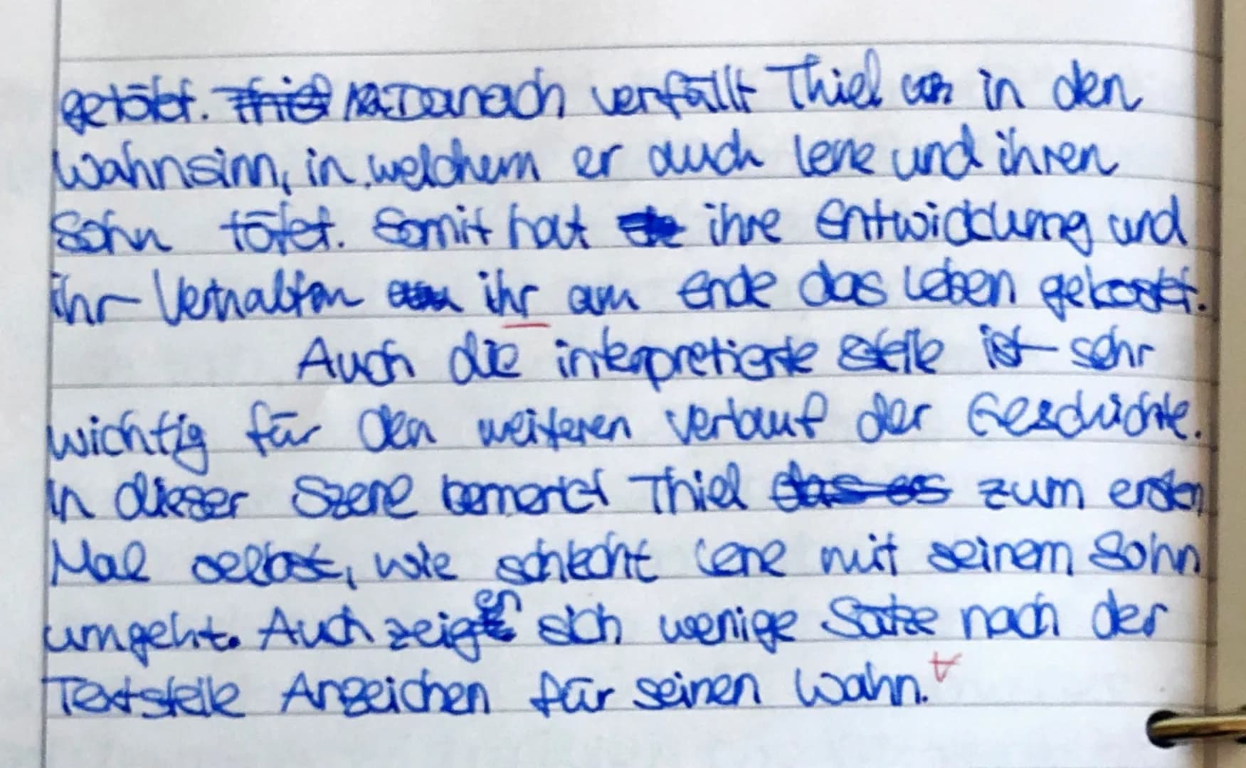 Textstelle:
,,In diesem Augenblick öffnete Thiel die Tür des Wohnzimmers, weshalb der erschrockenen Frau das
Ende des begonnenen Satzes in d
