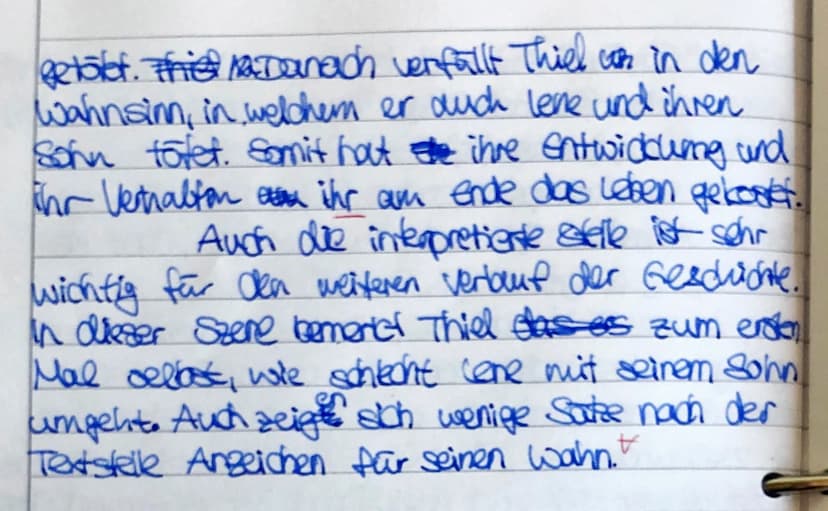 Textstelle:
,,In diesem Augenblick öffnete Thiel die Tür des Wohnzimmers, weshalb der erschrockenen Frau das
Ende des begonnenen Satzes in d