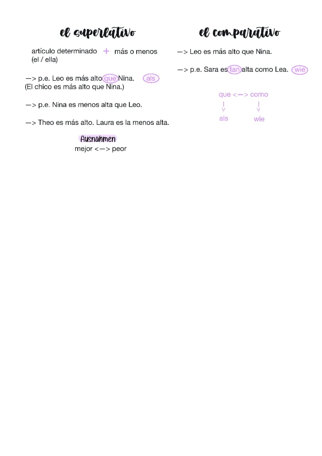 Comparativo y Superlativo en Español y en Inglés con Ejercicios PDF