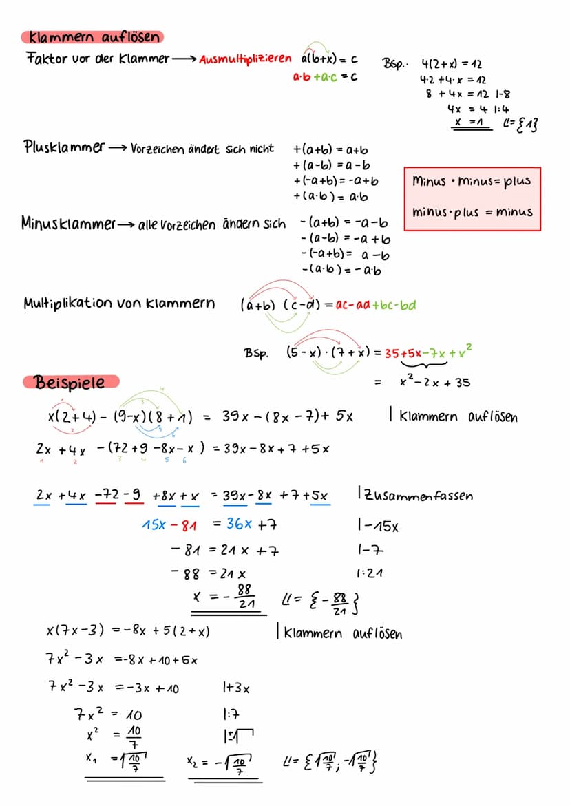 Gleichungen lösen
Definition
Eine Gleichung sind 2 Terme, die durch ein Gleichheitszeichen
miteinander verbunden erden.
Lösen von Gleichunge